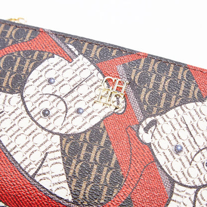 Women's Wallet CHCH Fashion Letter Cartoon Pattern Classic Retro Long Storage Wallet PVC Material Bag