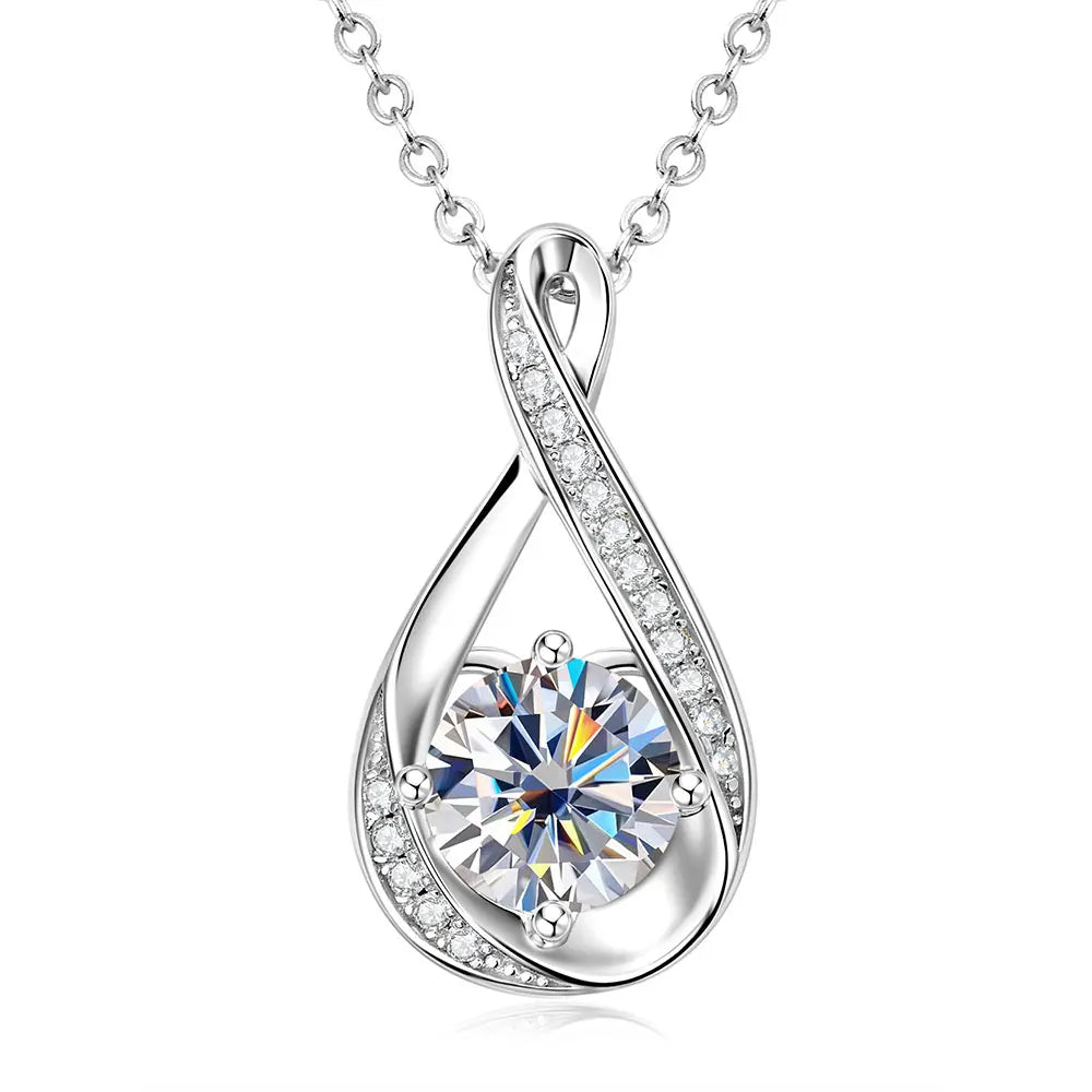 8MM 2.0CT Round Cut Moissanite Necklace 14K Gold Filled Infinity Pendant Necklace for Women Wedding Jewelry Gift