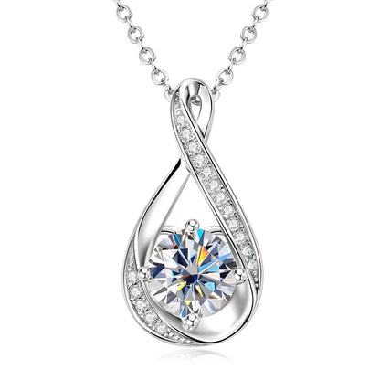 8MM 2.0CT Round Cut Moissanite Necklace 14K Gold Filled Infinity Pendant Necklace for Women Wedding Jewelry Gift