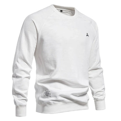 Brand Quality Mens Cotton Blend Crew Neck Sweatshirt Casual Sport Pullover Solid Embroidery Sweatshirts for Men