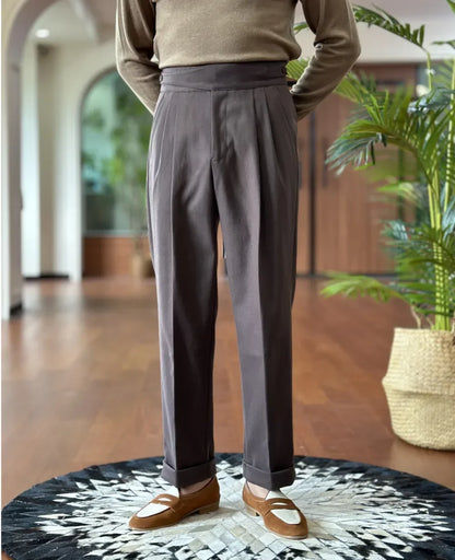 Naples Pants For Men High-Waisted Daily Office Straight-Leg Casual Long Trousers Commuting Versatile British Style Autumn Dress