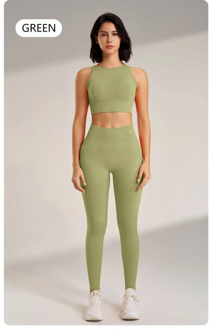 Yoga Clothing Set Women's High Waisted Leggings and Top Two Piece Seamless Fitness Exercise Clothing Fitness Underwear plus size