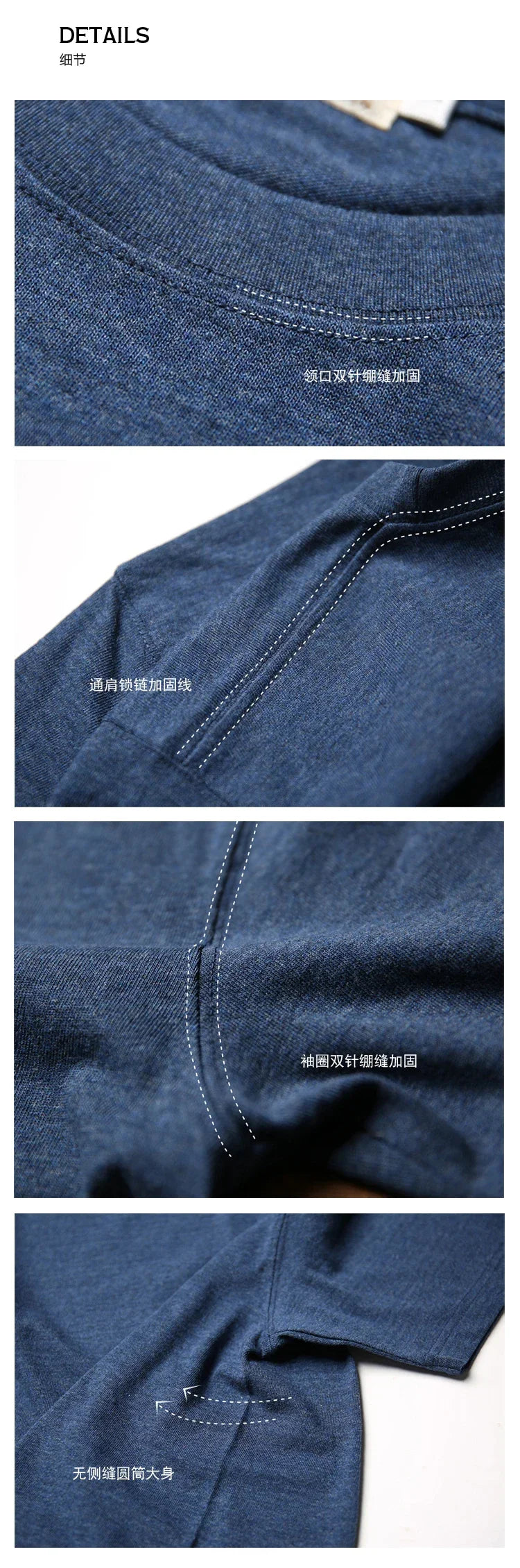 Non Stock 260g Seamless Tubular T-Shirts USA Cotton Crew Neck Short Sleeve Tee