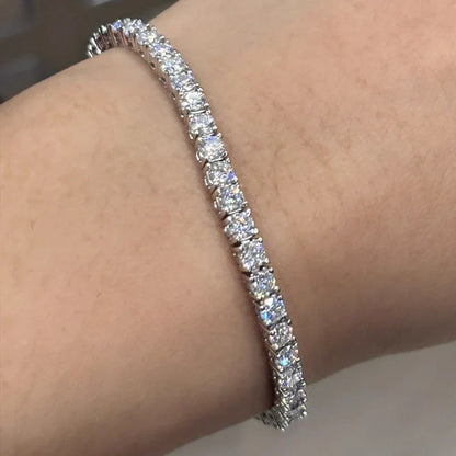 Hidden Spring Buckle Full Moissanite Tennis Bracelet D Color 2/2.5/3/4/5mm Lab Diamond Link Bracelets For Women Man Gift
