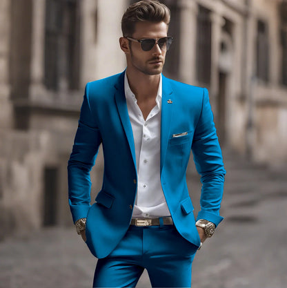 Summer White Men Suits Two Piece Fashion Notch Lapel Single Breasted Suit Slim Fit Elegant Smart Casual Groom Wedding Tuxedo