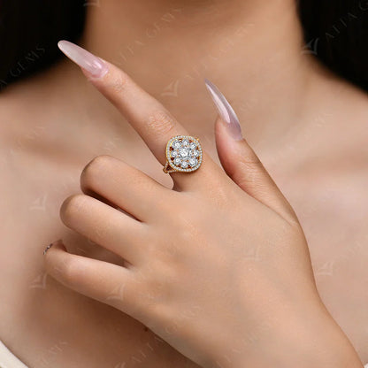 3.38CTW Round Cut Moissanite Rings for Women S925 Silver 18K Gold Plated Handmade Wedding Bride Fine Jewelry Gifts New