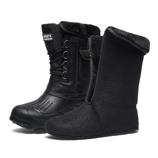 2025 New Men's Winter Boots Platform Men's Snow Boots Warm Thick Plush Waterproof Outdoor Fishing Work Boots Plus Size 40-46