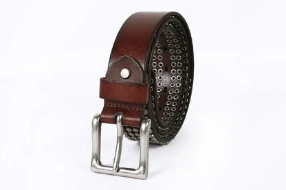 Top Heavy Metal Genuine Leather Belt Men Cowskin Cowboy Belt Ceinture Homme Punk Jeans Strap Wide Cinturon Mujer Waistband