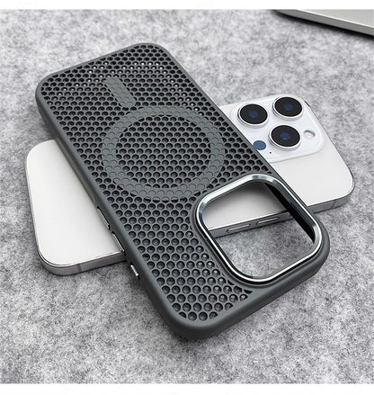 Heat Dissipation Mesh For Magsafe Magnetic Wireless Charge Case For iPhone 16 15 14 Plus 13 12 17 Pro Max Breathable Armor Cover