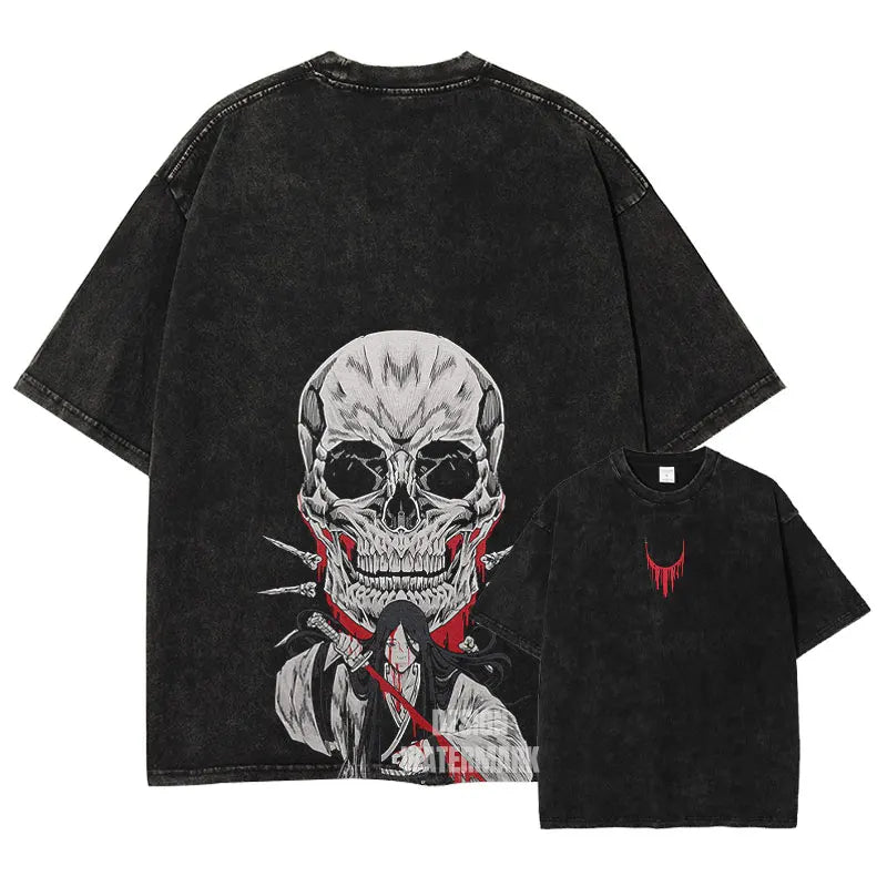Anime B-Bleach T-Shirt Oversized Vintage Washed Zaraki Kenpachi T-Shirts Retro Harajuku Ichigo Rukia Tops Tees Man 100% Cotton
