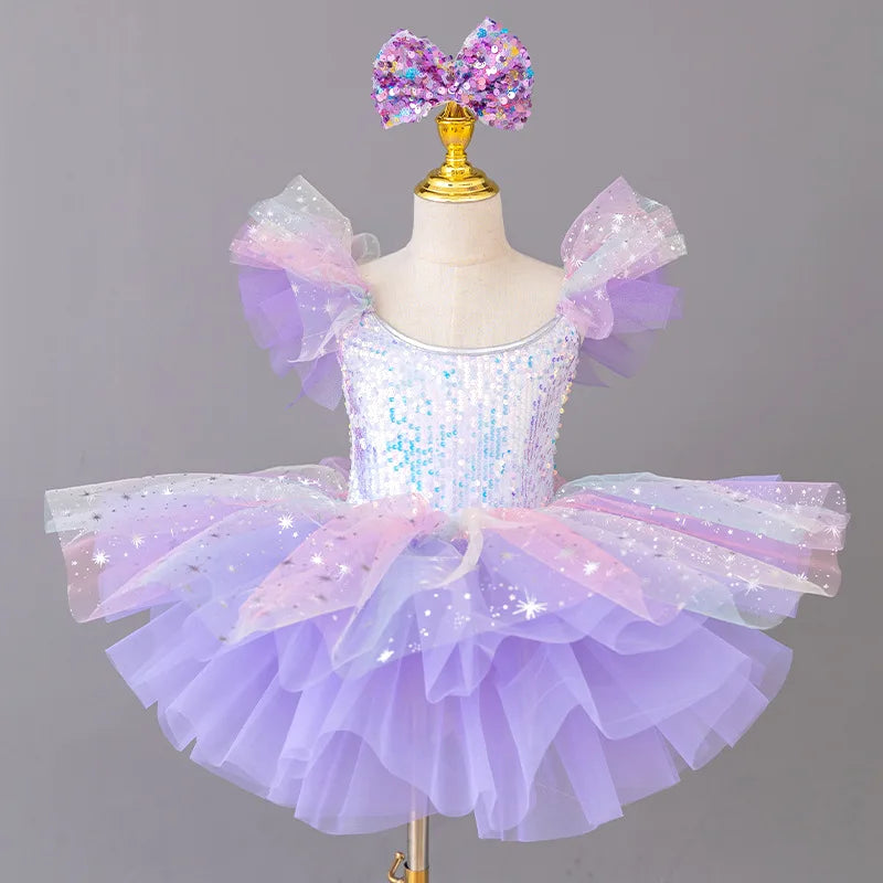 Children's Day Dance Dress Girl Ballet Princess Summer Dresses Girls Ballet Sequins Outfit Kids Clothes Vestidos Birthday Gift