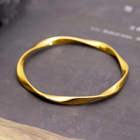 Bracelet Mobius en or pur 24 carats 9999 de luxe, véritable or, bracelet en forme de boucle infinie, bracelet fermé pour femme