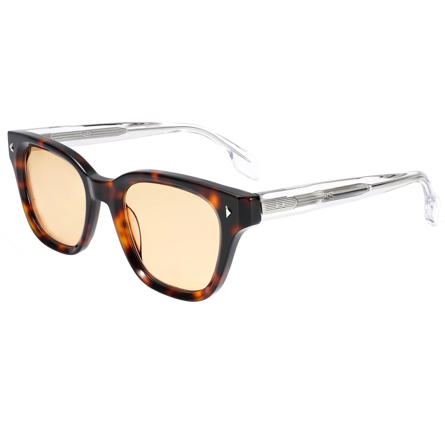 Retro Sunglasses Black Acetate Dark Red Temples UV400 Non-Polarized Rectangle Unisex Eyewear