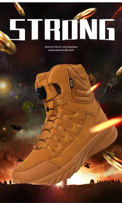 Large Outdoor Training Boots Men's Mountaineering Hiking Boots High Top Rotating Buckle Fashion Camouflage Sports Shoes