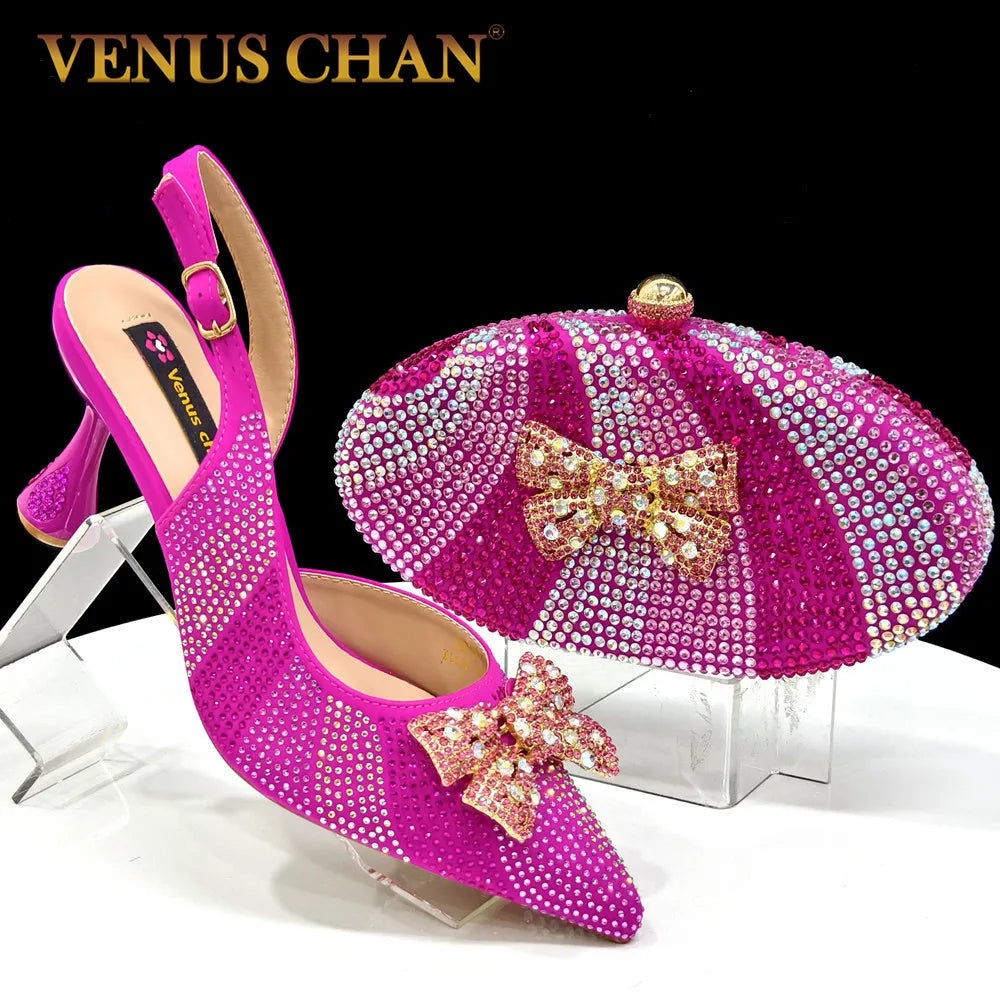 Italian Design Women's Shoes & Rhinestone Butterfly Bag – Perfect for Weddings & Bridal Accessories
