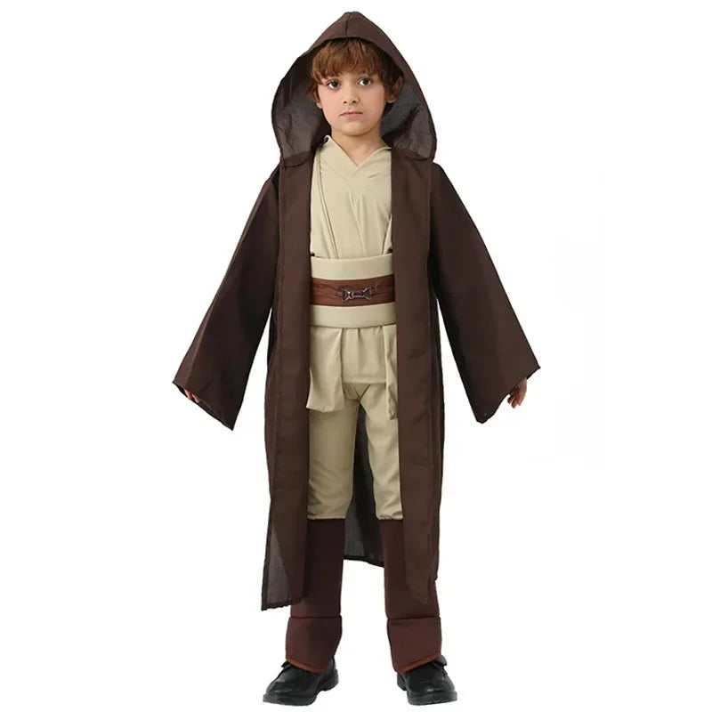 Kid Children Jedi Knight Cosplay Costume Obi Wan Kenobi Uniform Suit Anakin Skywalker  Robe Belt Halloween Carnival Party Suit