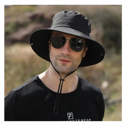 Waterproof Fisherman Hat Outdoor Summer Sun Anti UV Protection Breathable Mesh Camping Hiking Mountaineering Caps Mens Women