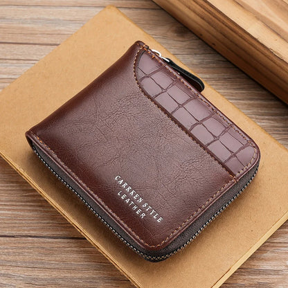 Portefeuille en cuir pour hommes, portefeuille de luxe pour hommes, porte-cartes zippé avec poche à monnaie, portefeuilles RFID, cadeaux pour hommes, sac d'argent