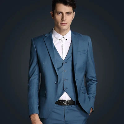 Blazers Pants Vest New Fashion Men Business Casual Suits / Male Solid Color Three Piece Sets Jacket Coat Trousers Waistcoat