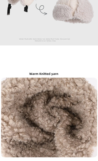 Russian Hat Thick Warm Lamb Fleece Winter Hat for Men Women Windproof Snow Ski Trapper Earflap Cap Male Female Bomber Hat