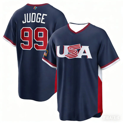 USA Baseball Jersey Judge 99 Men's Navy WBC Baseball Shirt Short Sleeve Fan Version Sportswear 2026 New