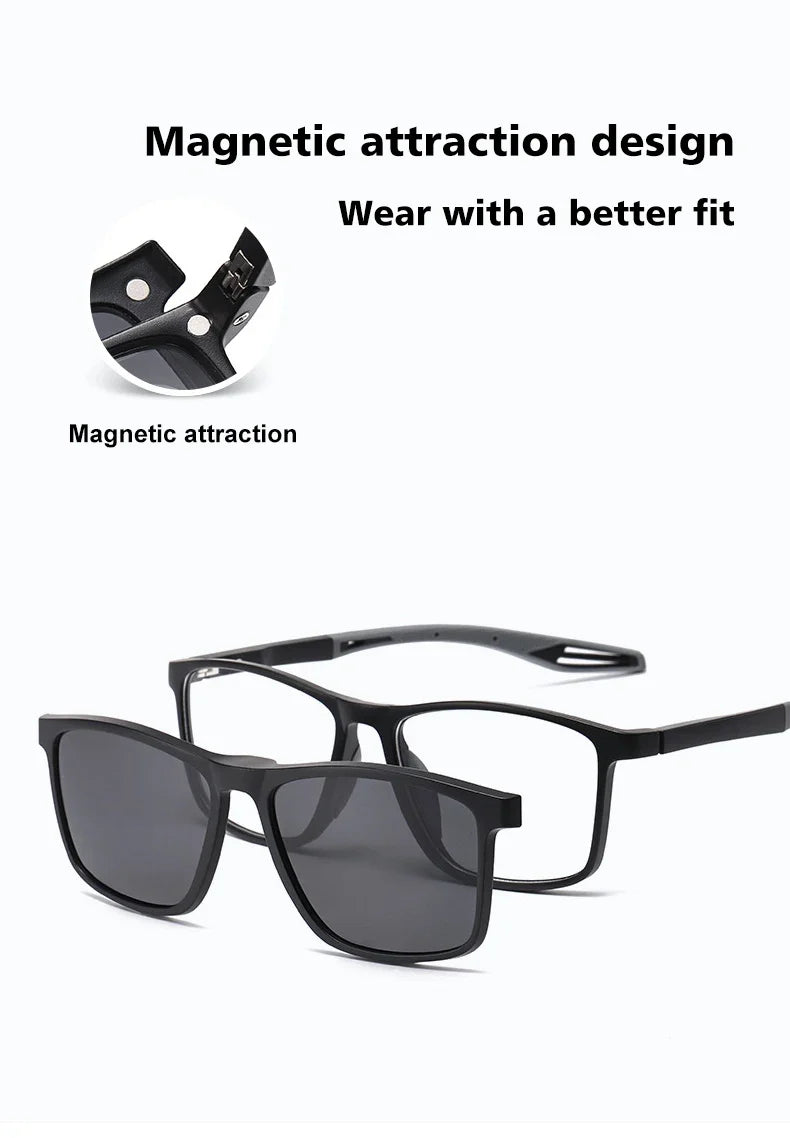 New Magnetic Clip-On Polarized Sunglasses Men Driving Night Vision Anti Blue Light Reading Glasses Women Prescription 3310