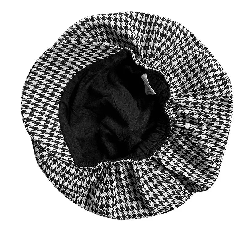 Big Head Newsboy Cap Women Beret Vintage Painter Winter Hats Houndstooth Octagonal Caps Female Bone Male NC36