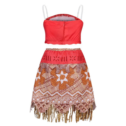 New Disney Movie Moana Girl Dress Halloween Cosplay Party Costume Princess Fancy Clothes Children Vaiana Outfit Dress