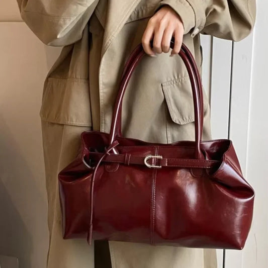 2025 New PU Leather Tote Bag Slouchy Hobo Handbag Fashion Shoulder Bag Large Top Handle Bag for Women Work Shopping Travel