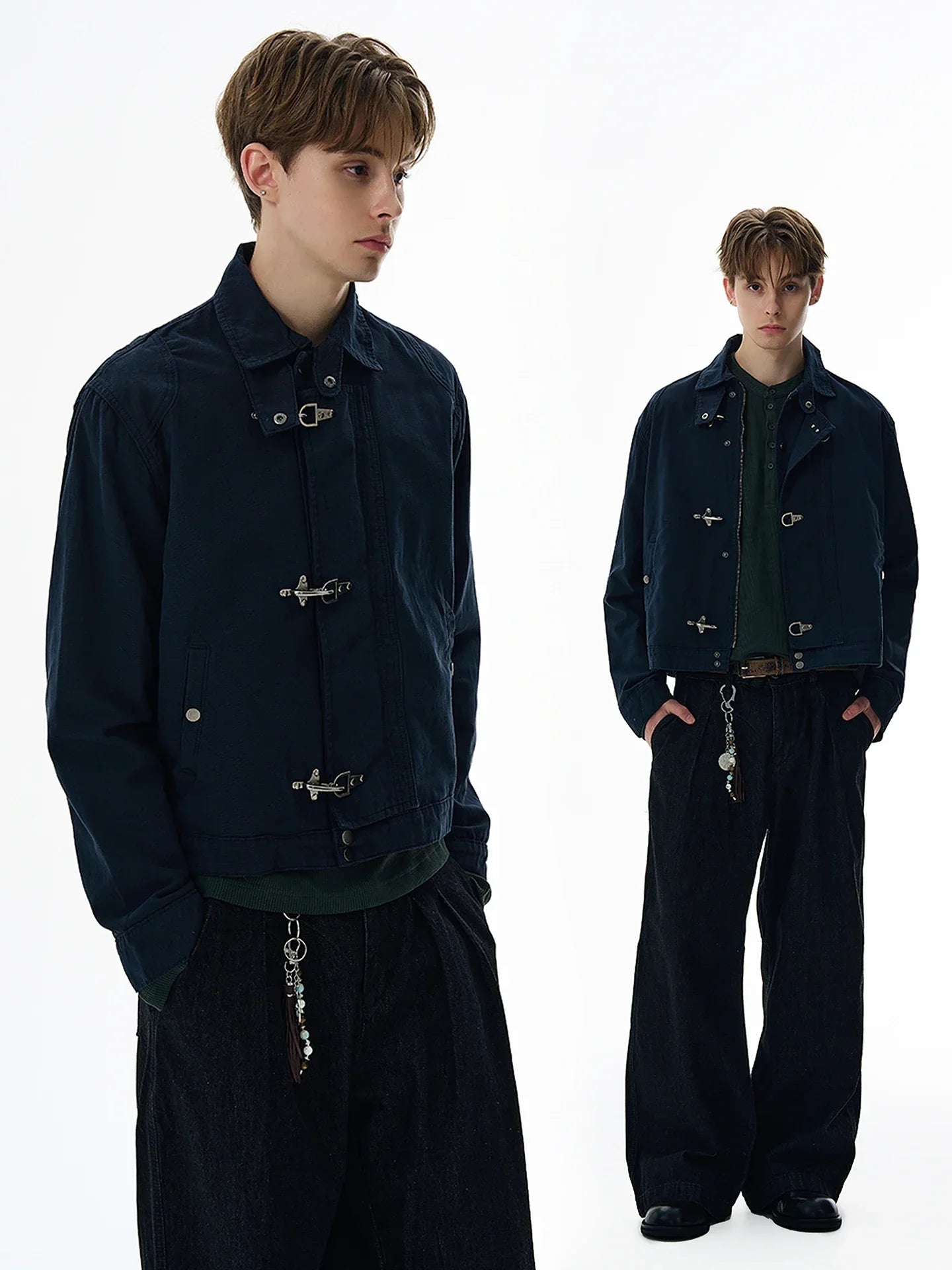 Harajuku Retro Black Gothic High Street Airplane Buckle Jacket for Men and Women Korean Fashion Y2k American Retro Casual Jacket