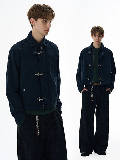 Harajuku Retro Black Gothic High Street Airplane Buckle Jacket for Men and Women Korean Fashion Y2k American Retro Casual Jacket