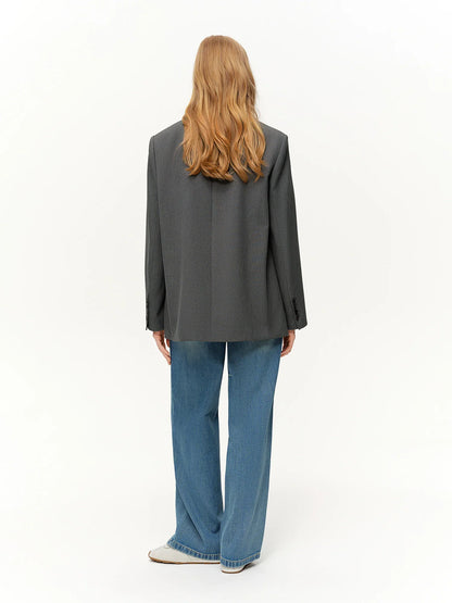 2026 Plus Size Spring New Women's Classic Oversized Blazer, Wide Shoulder Structured Jacket, Y2K Retro Office Chic Coat