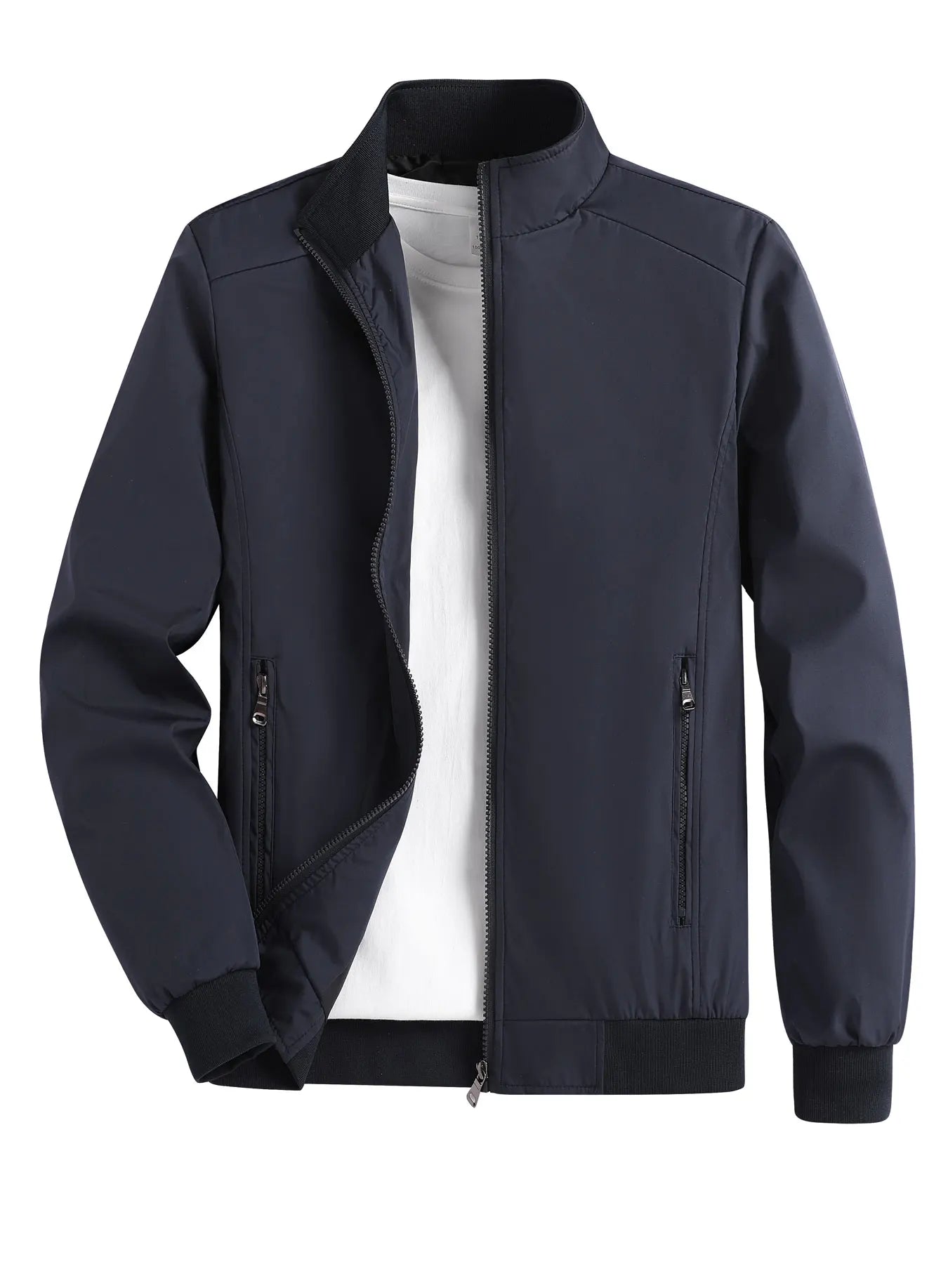 Men's Spring and Autumn Thin Casual Jacket Solid Color Stand Collar Cardigan Jacket Men's Outdoor Sports Casual Versatile Top