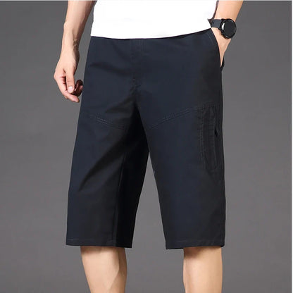2026 Cotton Cargo Shorts Men's Lightweight Breathable Solid Color Drawstring Waist with Zipper Pocket Casual Summer Short Pants