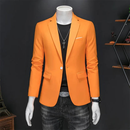 15 Color Fashion Mens Suit Jacket High Quality Slim Fit Solid Color Casual Business Mens Blazers Formal Office Wedding Suit Tops