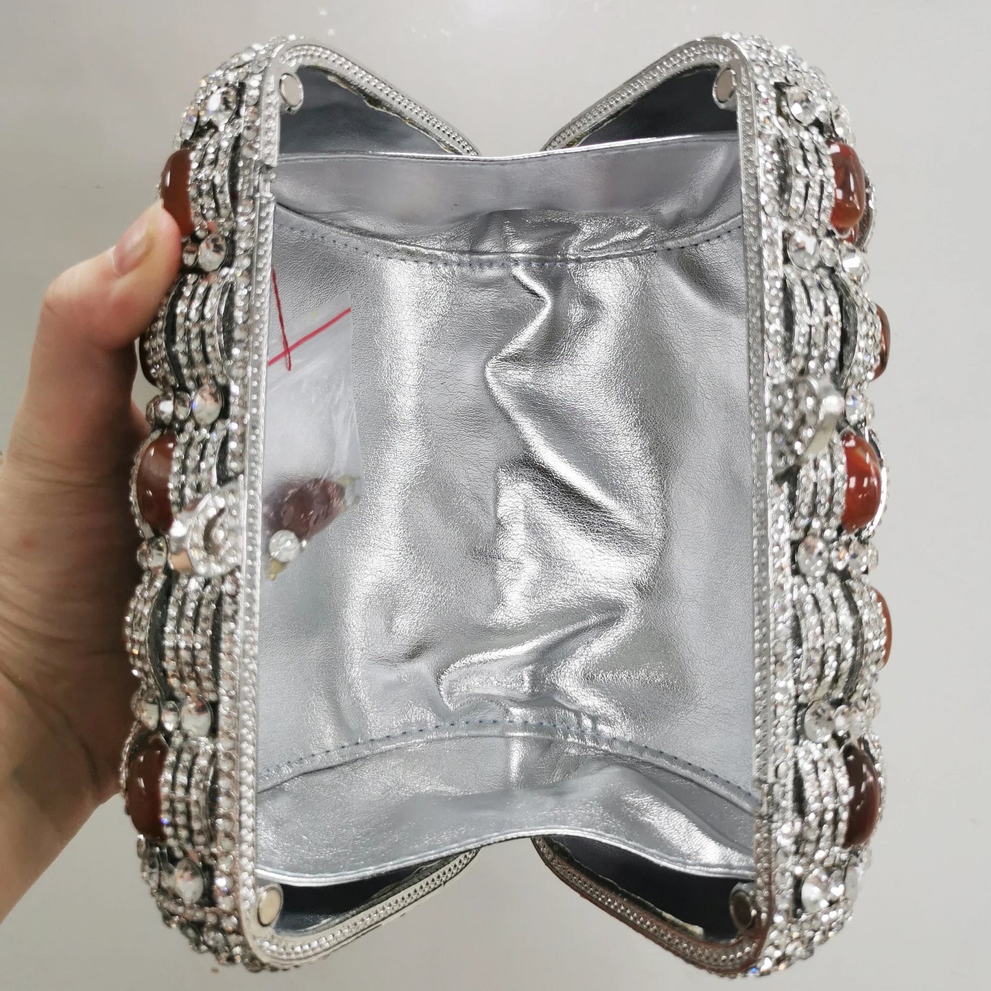 Golden Crystal Women Evening Bags Big Stones Clutch Bag Wedding Bridal Metal Minaudiere Handbags and Purses Ladies Party Clutch