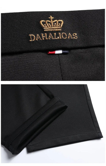 High-stretch fabric men's business trousers suitable for all seasons, featuring an elastic waistband and classic office/work for