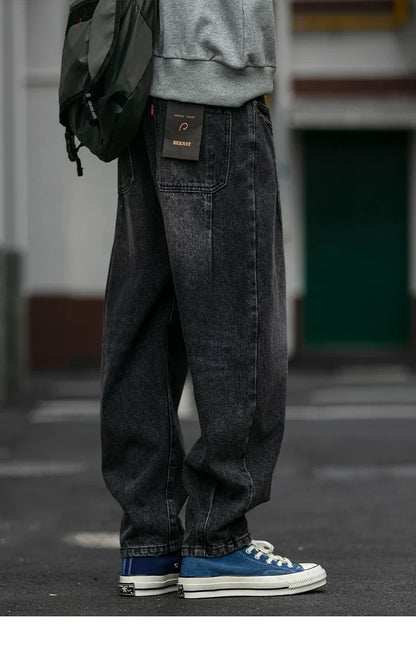 American Vintage High Quality Denim Cargo Pants Men Clothing Streetwear Loose Skate Jeans Harajuku Casual Harem Trousers Male