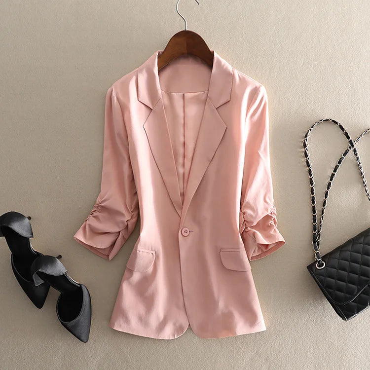 Women Blazer office lady outwear western suit jacket Top 18MM 100% natural mulberry silk 3 solid colors, S-538
