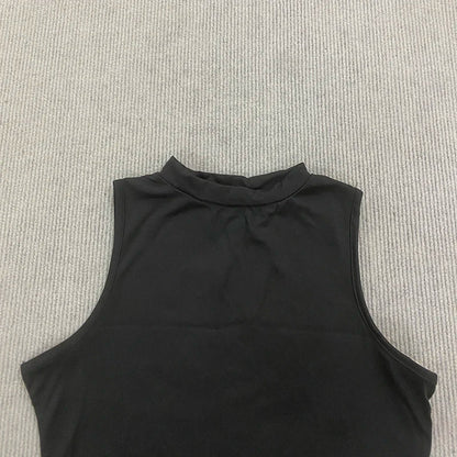 Women's Sexy Slim Fit High Neck Sleeveless Jumpsuit Solid Color Spicy Summer Fashion for Trendy Ladies