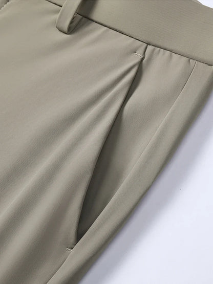 Summer Men's Casual Pants Korean Fashion Light Cool Ice Silk Stretch Golf Pants Slim Fit Suit Pants Male Office Formal Trousers