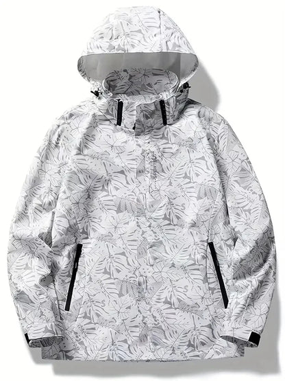 Men's Casual Lightweight Waterproof Windbreaker Jacket, Full Zip Up Hooded Shell Outdoor Hiking Coat For Autumn Size