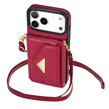 Crossbody Lanyard Leather Wallet Card Phone Case for IPhone 17 Air 16E 16 Pro Max 15 14 Plus 13 12 11 XS XR SE2020 Leather Cover