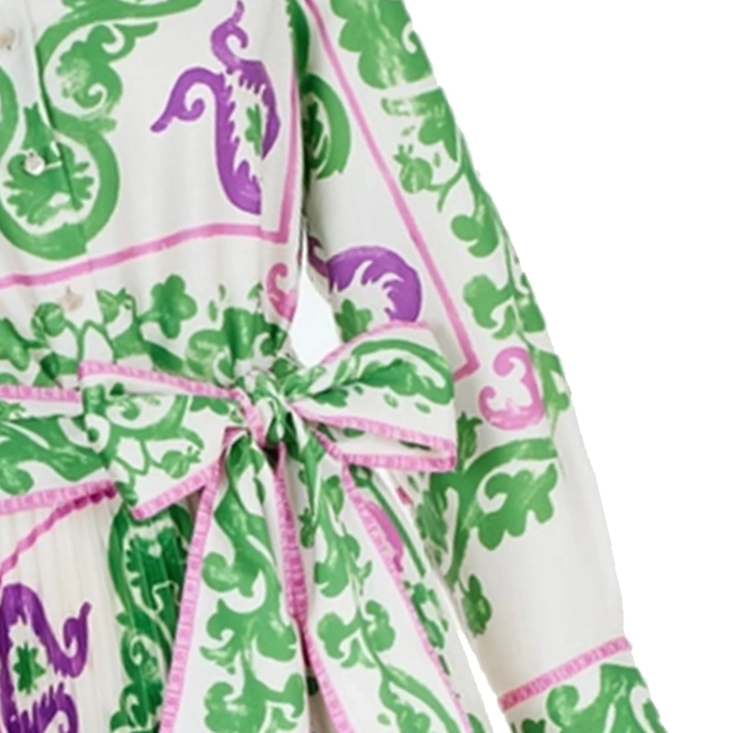 Elegant Women's Printing Dresses Lace Up Neck Long Sleeve Elegant Dress 2024 New Autumn Robe Midi Shirt Dress