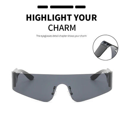 Cycling Punk One Piece Sunglasses Women Goggle Mirrored Y2K Sun Glasses Men 2000'S Wrap Around Eyeglasses Fashion Eyewear