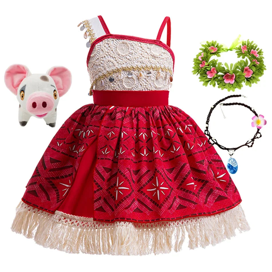 New Movie Moana 2 Girl Dress 2026 Halloween Party Ocean Adventure Costume Princess Clothes Children Vaiana Outfit Dress