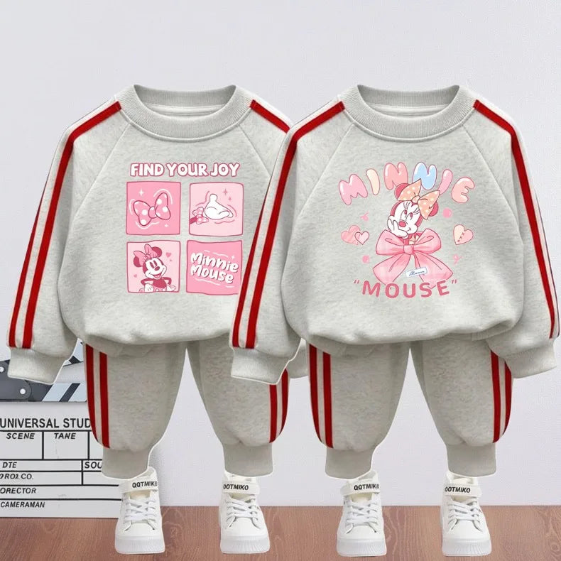 2026 Spring New Style Children Clothing Sets Girls O Neck Hoodies and Side Stripe Trouser Two Piece Kids Casual Sweatshirts Set