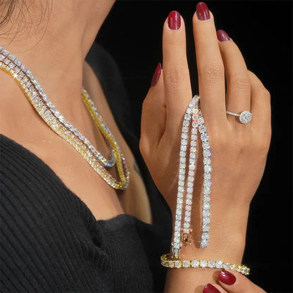 Hidden Spring Buckle Full Moissanite Tennis Bracelet D Color 2/2.5/3/4/5mm Lab Diamond Link Bracelets For Women Man Gift