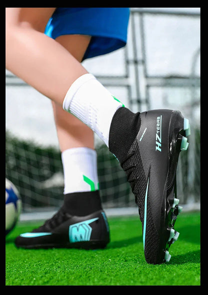 New Men Soccer Shoes Boys Cleats Adult Outdoor Breathable Football Boots Training Sport Long Spikes Non Slip Match Comfortable