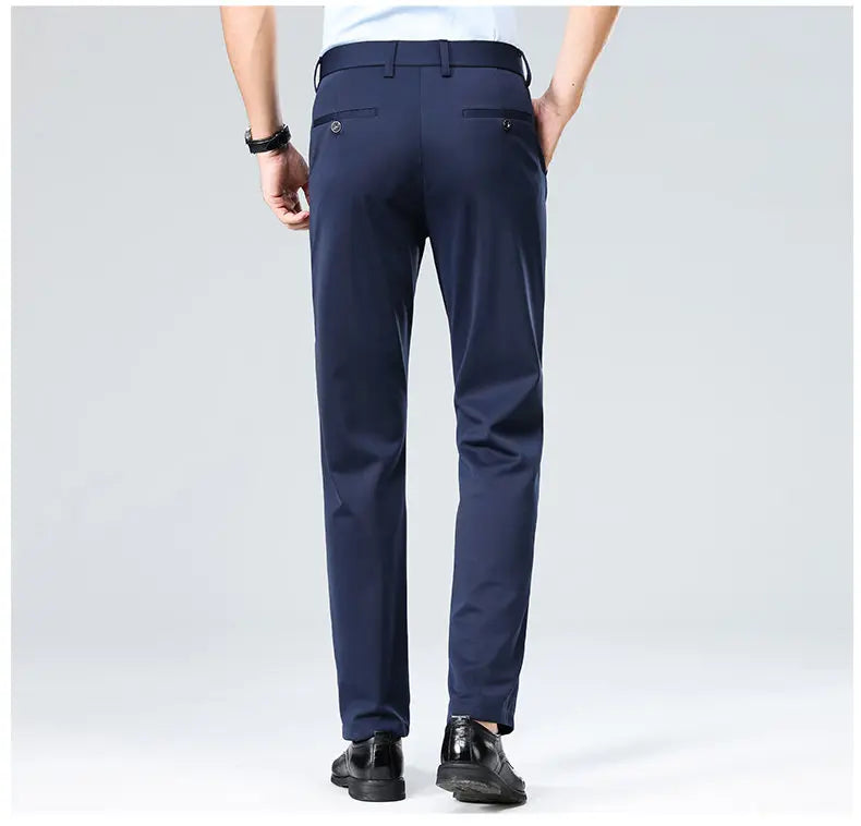 Men's Stretchy Casual Pants Business Suit Pants Spring Summer Breathable Dress Pants Full Length Homme Work Trousers